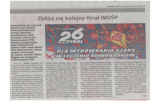 Sztab WOŚP przy ZSTI w mediach