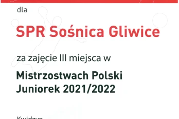 III MIEJSCE W POLSCE -  BRĄZOWY MEDAL MISTRZOSTW POLSKI JUNIOREK W SEZONIE 2021/2022