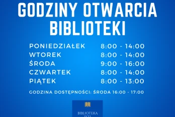 Nowe godziny otwarcia biblioteki