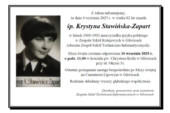 Zmarła Krystyna Stawińska-Zapart