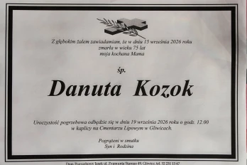 Z głębokim smutkiem żegnamy Danutę Kozok