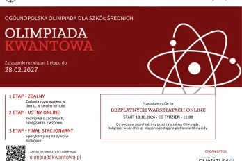 Zaproszenie do udziału w Olimpiadzie Kwantowej — ogólnopolskim konkursie dla uczniów szkół średnich