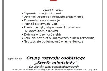 Grupa rozwoju osobistego „Strefa młodzieży”